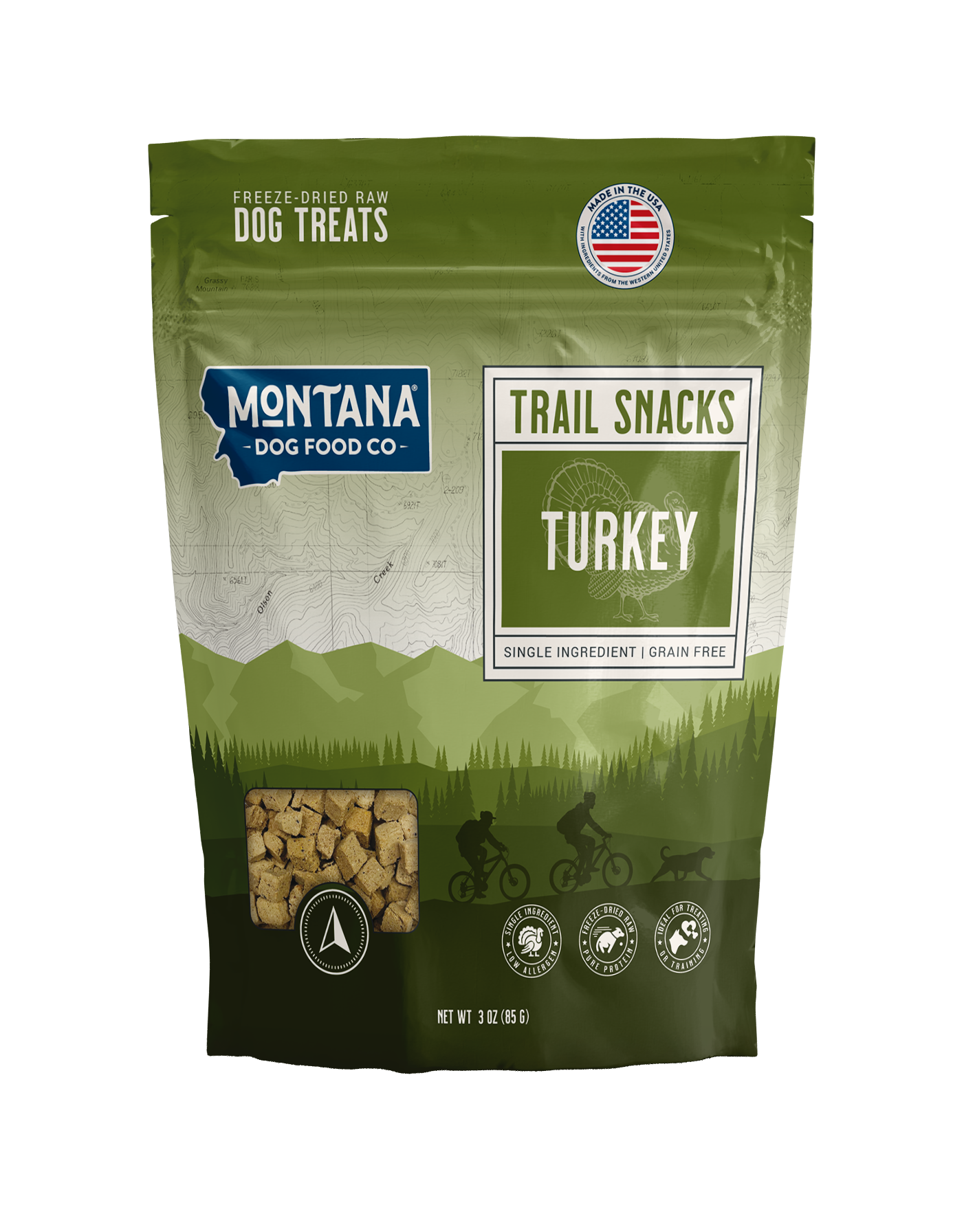 Turkey Heart Freeze dried Raw Trail Snacks Treats for Dogs 3oz Montana Dog Food Co